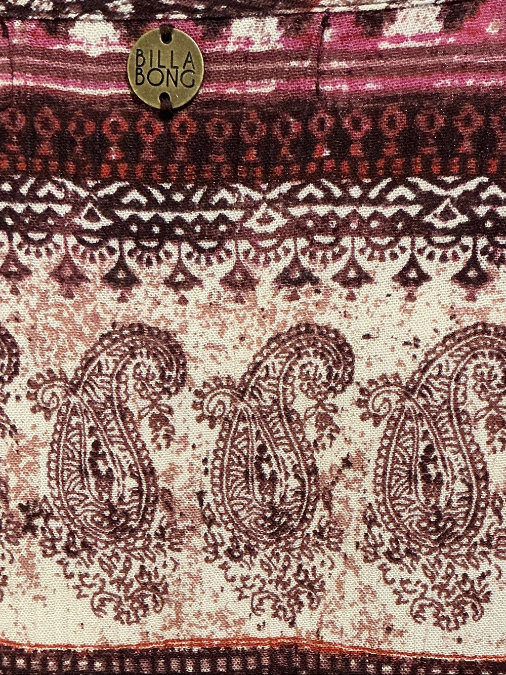 Billabong Women's Burgundy Pink Patterned Peasant Tunic - Picture 5 of 6